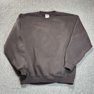 Bayside Sweatshirt Mens 2XL Solid Brown Crewneck Fleece Pullover Made USA